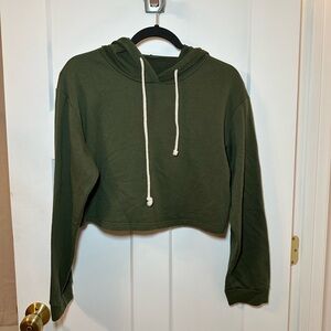 Olive Green Cropped Hoodie